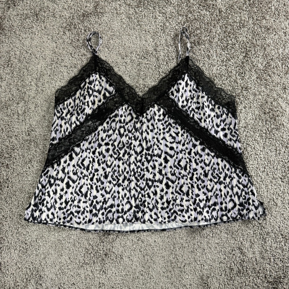 Victoria's Secret Y2K Babydoll Cami Womens Large Leopard Print Lace Coquette